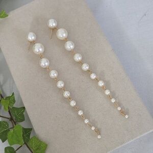 Statement Long Cascading Pearl Earrings